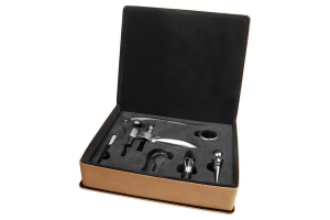 Light Brown Laserable Leatherette 5-Piece Wine Tool Gift Set